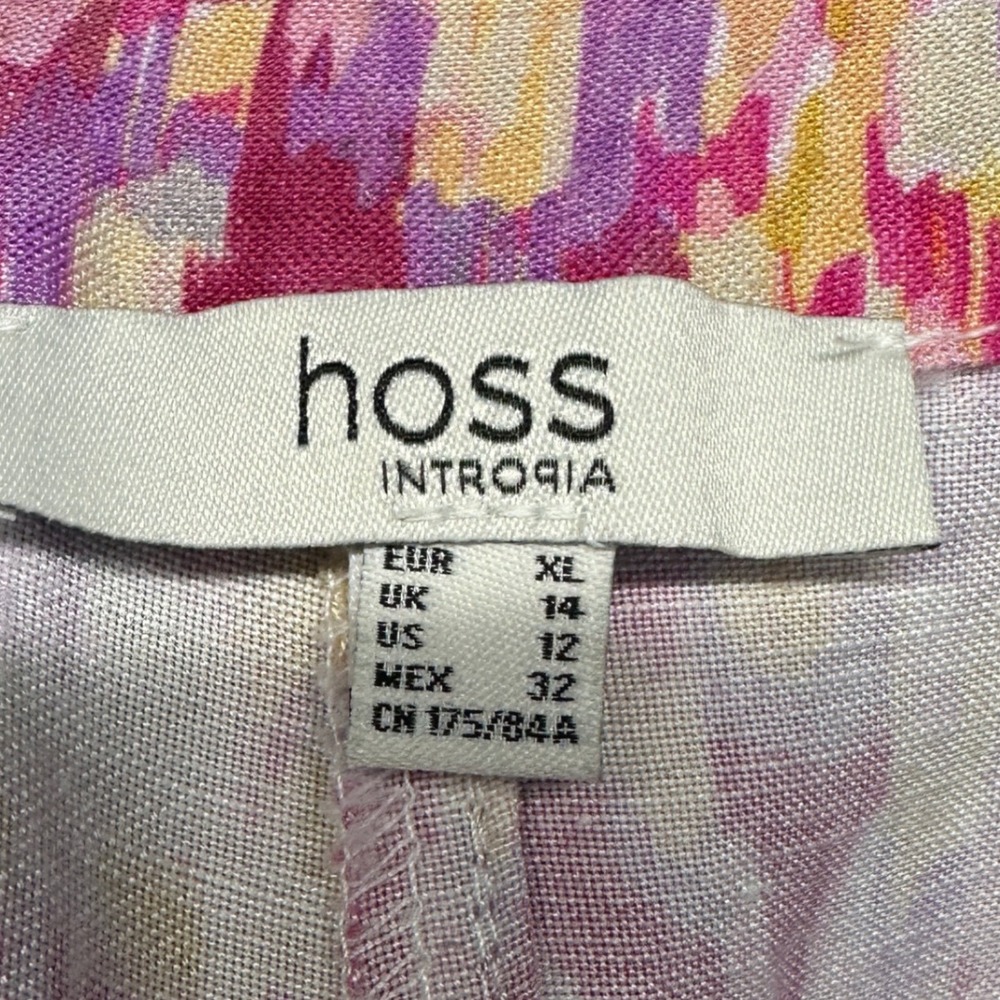 Hoss Intropia Pink Purple Abstract Ikat Print Cropped Pants Womens 12 XL - Picture 4 of 7